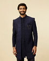 Dark Blue Paisley Printed Indo Western Set